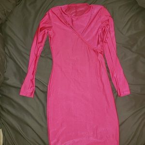 Pink long sleeve party dress